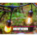 Vintage 48-Ft Outdoor Commercial LED String Lights with 15 Suspended Sockets and 15 Clear S14 Bulbs, 14 Gauge